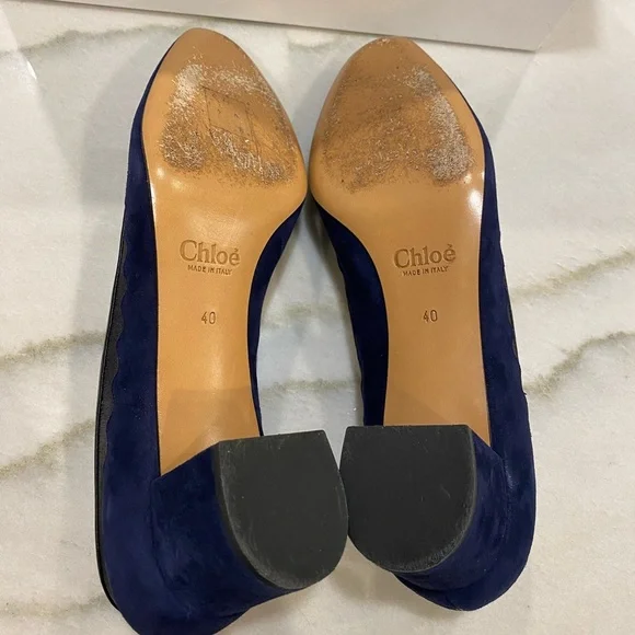 Chloe Heels size 40 Navy Suede Black Mesh - Picture 11 of 16